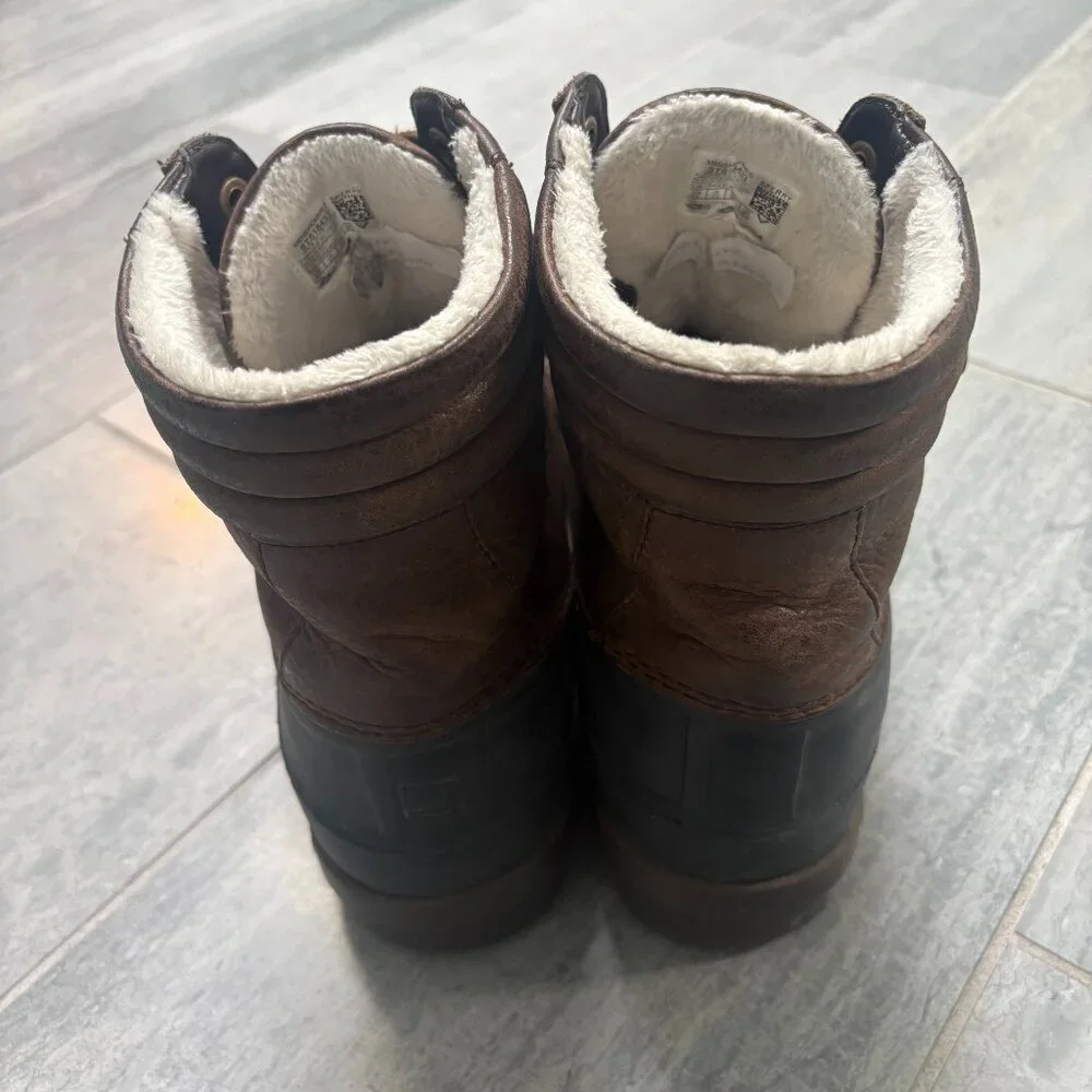 Sperry Waterproof Lined Leather Duck Boots Brown 9.5